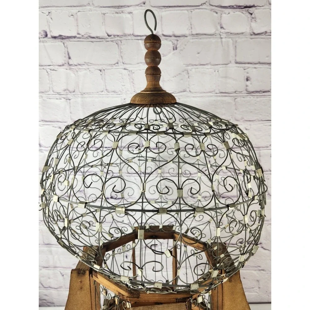 Antique Victorian Style Bird Cage Wood & Wire Hot Air Balloon 19th Century